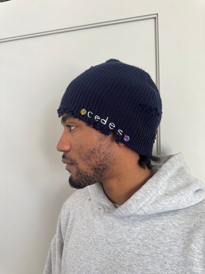 Waffle Knit Cedes Beanie (navy)